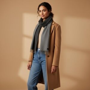 Vintage Versus Versace Charcoal Grey Wool Scarf with Fringe | Made in Italy